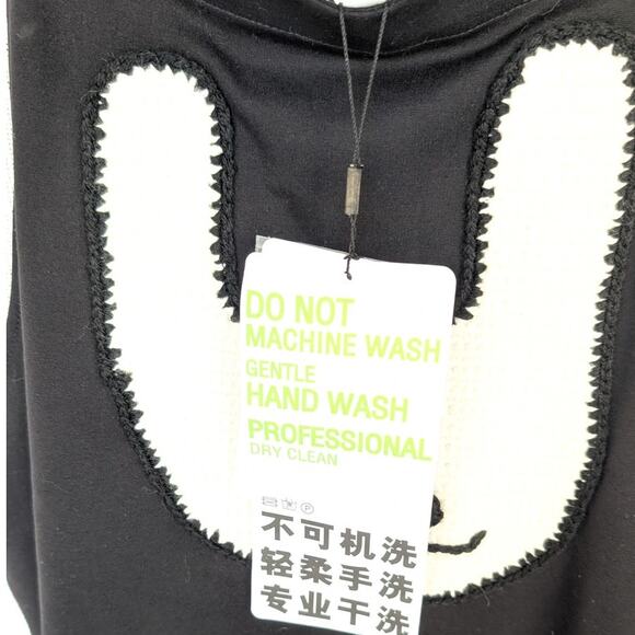 NWT URLAZH Black Overall with Knit Rabbit Sleeveless Midi Dress, size M - Picture 4 of 7